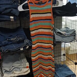 Colorful Striped Crochet Dress